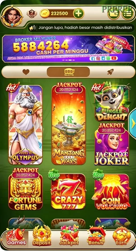 Cuplikan layar JOKER77 — pengaturan akun