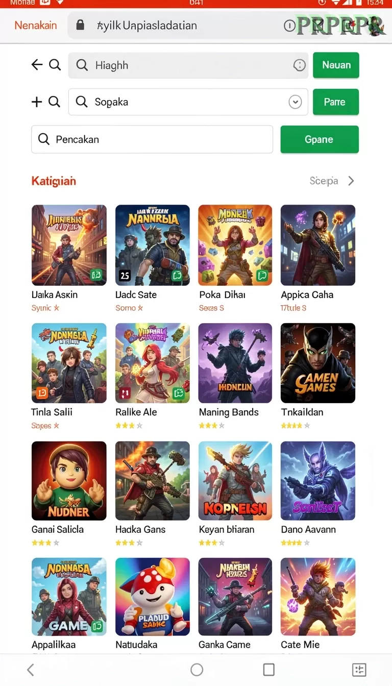 Cuplikan layar RPRR — menu navigasi